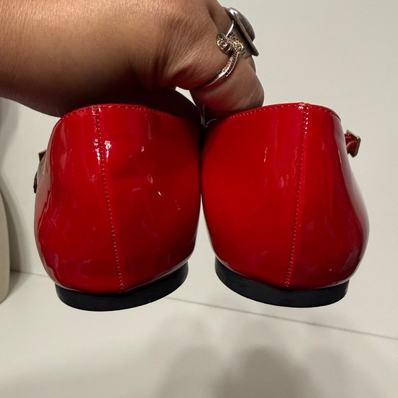 Zara Red Patent Mary Jane Ballet Flats with Ankle Strap - Picture 12 of 13